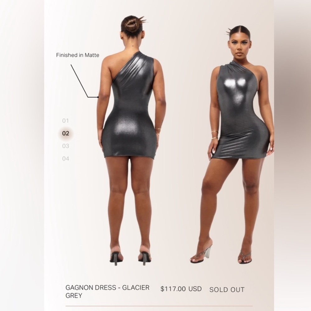 Soldout coucoo One-Shoulder Metallic mini bodycon Dress Glacier Grey / pewter